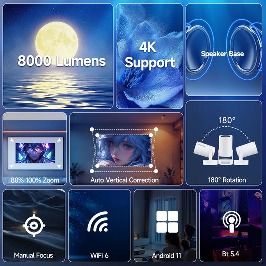 GlowBeam 4K HY300 Pro + Projector Built in 5W Speaker